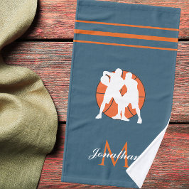 Basketball Persoonlijke naam Monogram Stripes Ball Handdoek