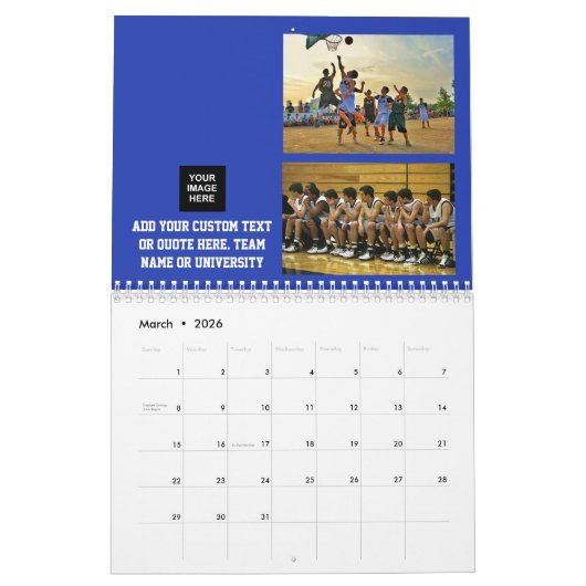 Basketball Photo Collage Persoonlijk Kalender (Mar 2026)