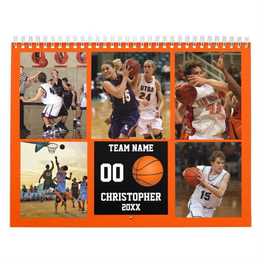 Basketball Photo Collage Persoonlijk Kalender (Hoes)