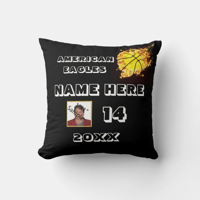 Basketball Photo Pillow met Player's Name Kussen (Voorkant)