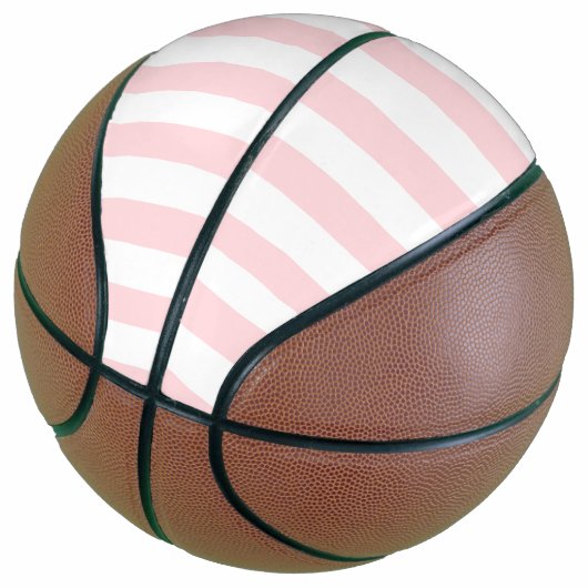 Basketball Pink & White Stripe Basketbal (Schuin)
