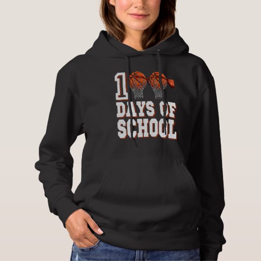 Basketball Player 100 Days Of School Student Boys  Hoodie (Voorkant)
