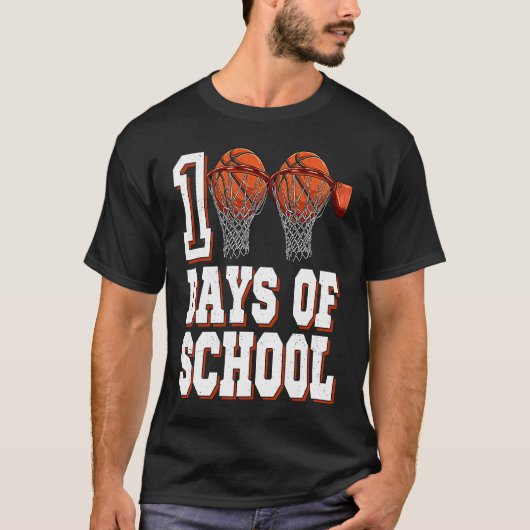 Basketball Player 100 Days Of School Student Boys  T-shirt (Voorkant)