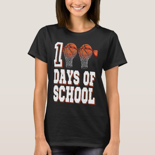 Basketball Player 100 Days Of School Student Boys  T-shirt (Voorkant)