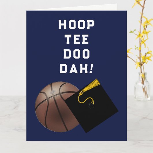 Basketball Player Afstuderen Gefeliciteerd Kaarten (Gele Bloem)