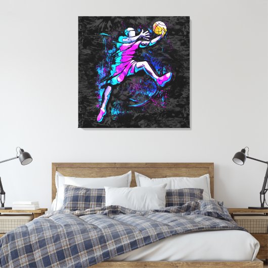 Basketball Player - B-Ball Slam Dunk - Streetball Canvas Afdruk (Insitu (Slaapkamer))