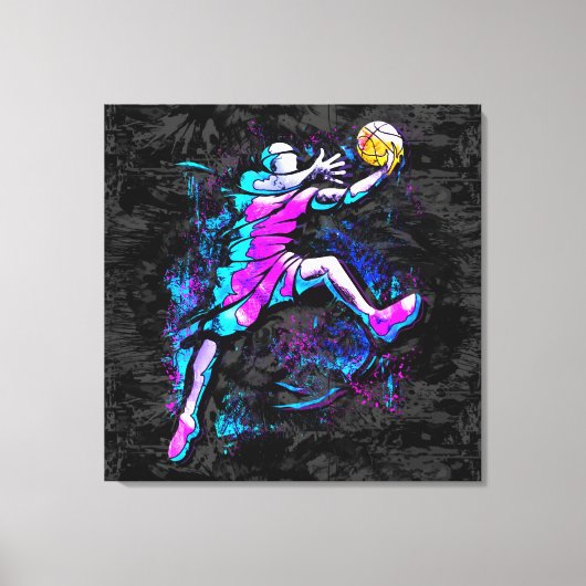 Basketball Player - B-Ball Slam Dunk - Streetball Canvas Afdruk (Voorkant)