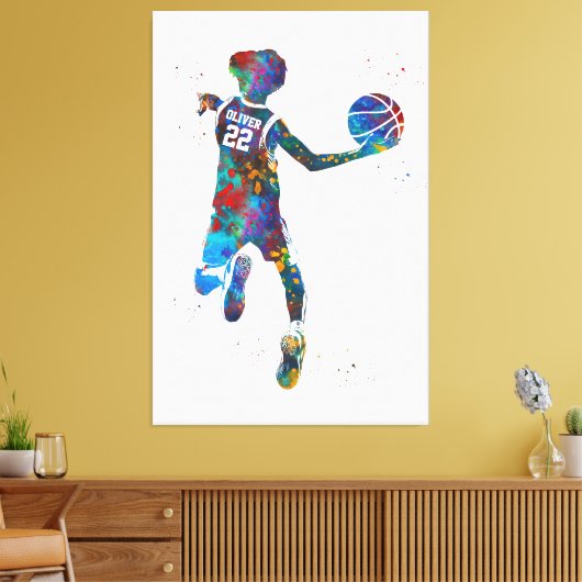 Basketball Player Canvas Afdruk (Insitu (Woonkamer))