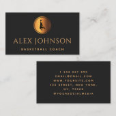 Basketball Player Coach Silhouette Elegant Gold B Visitekaartje (Voorkant / Achterkant)