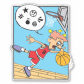 Basketball Player Custom-Cut Vinyl Sticker (Voorkant)