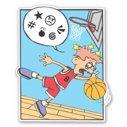 Basketball Player Custom-Cut Vinyl Sticker (Voorkant)