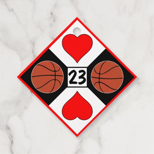 Basketball Player Custom Jersey Number Cute Party Bedankjes Labels (Achterkant)