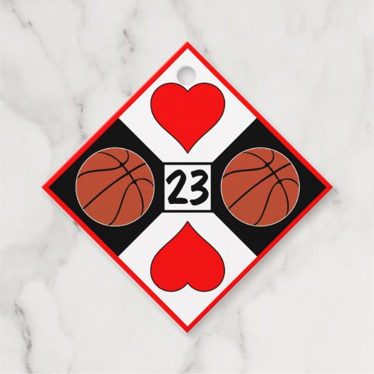 Basketball Player Custom Jersey Number Cute Party Bedankjes Labels (Voorkant)