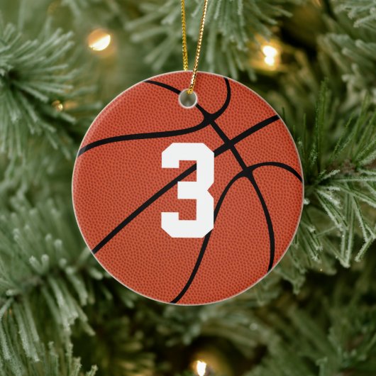 Basketball Player Custom Jersey Number of Letters Keramisch Ornament (Boom)