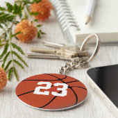 Basketball Player Custom Jersey Number of Letters Sleutelhanger (Zijkant)