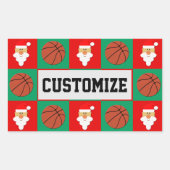 Basketball Player Custom Name Santa Kerstrap Rechthoekige Sticker (Voorkant)