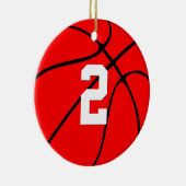 Basketball Player Custom Number kerstkleuren Keramisch Ornament (Rechts)