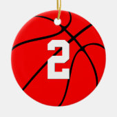 Basketball Player Custom Number kerstkleuren Keramisch Ornament (Voorkant)