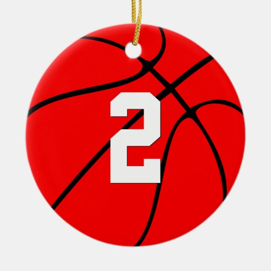 Basketball Player Custom Number kerstkleuren Keramisch Ornament (Voorkant)