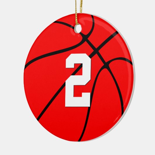 Basketball Player Custom Number kerstkleuren Keramisch Ornament (Links)