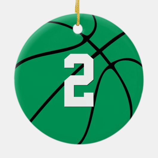 Basketball Player Custom Number kerstkleuren Keramisch Ornament (Achterkant)