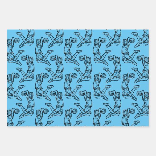 Basketball Player doet een donkerder ontwerp voor Inpakpapier Vel (Voorkant 3)