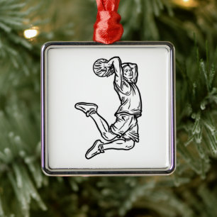 Basketball Player doet een donkerder ontwerp voor Metalen Ornament