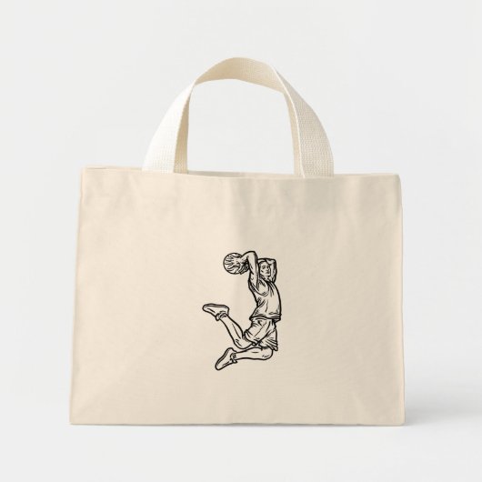 Basketball Player doet een donkerder ontwerp voor Mini Tote Bag (Voorkant)
