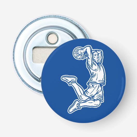 Basketball Player Doing Slam Dunk Light Design Button Flesopener (Voorkant)