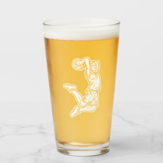 Basketball Player Doing Slam Dunk Light Design Glas (Voorkant gevuld)