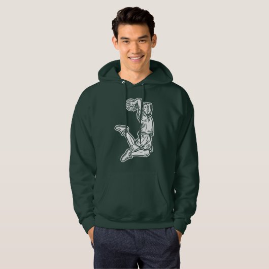 Basketball Player Doing Slam Dunk Light Design Hoodie (Voorkant volledig)