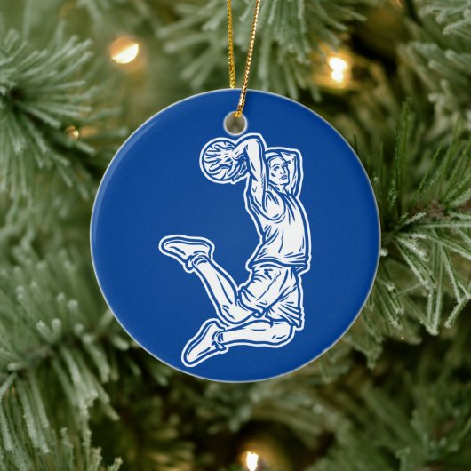 Basketball Player Doing Slam Dunk Light Design Keramisch Ornament (Boom)