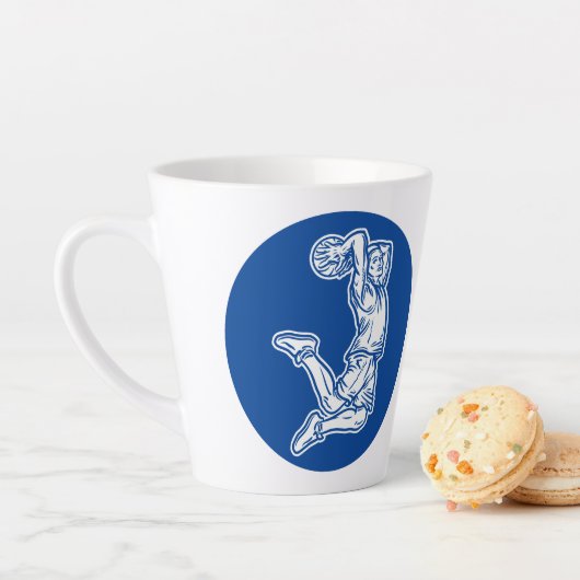Basketball Player Doing Slam Dunk Light Design Latte Mok (In situ)
