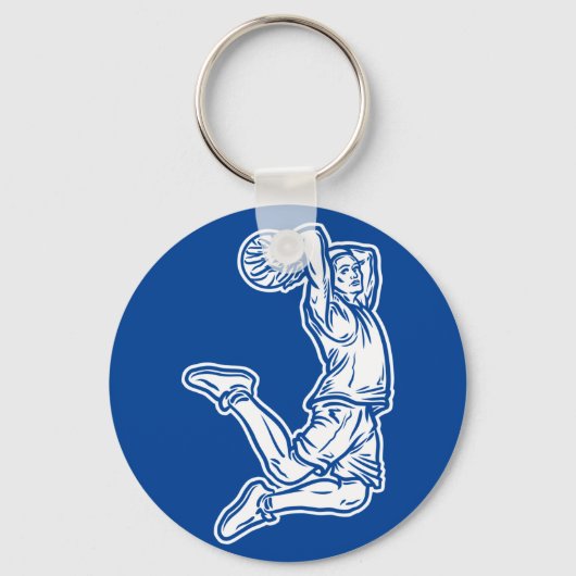Basketball Player Doing Slam Dunk Light Design Sleutelhanger (Voorkant)