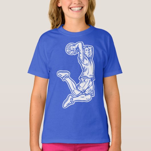 Basketball Player Doing Slam Dunk Light Design T-shirt (Voorkant)