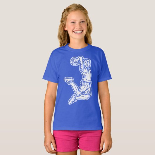 Basketball Player Doing Slam Dunk Light Design T-shirt (Voorkant volledig)