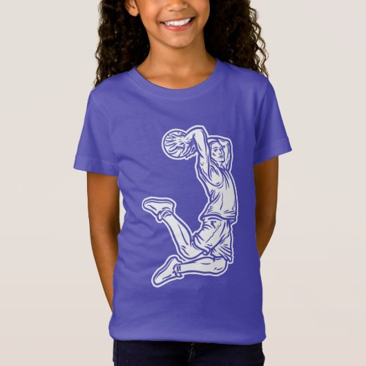Basketball Player Doing Slam Dunk Light Design T-shirt (Voorkant)