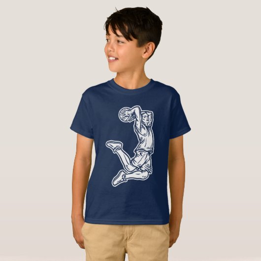 Basketball Player Doing Slam Dunk Light Design T-shirt (Voorkant volledig)