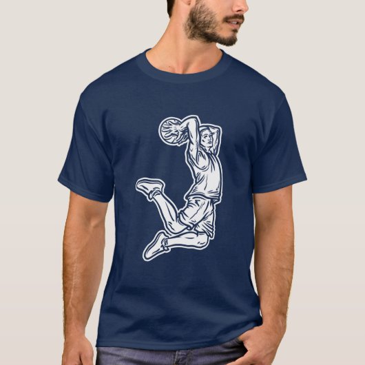 Basketball Player Doing Slam Dunk Light Design T-shirt (Voorkant)