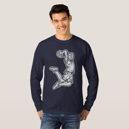 Basketball Player Doing Slam Dunk Light Design T-shirt (Voorkant volledig)