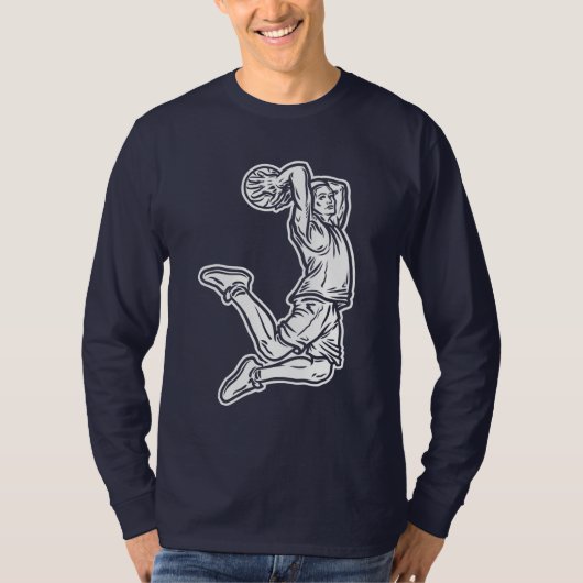 Basketball Player Doing Slam Dunk Light Design T-shirt (Voorkant)