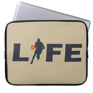 Basketball player dribble with orange ball laptop sleeve