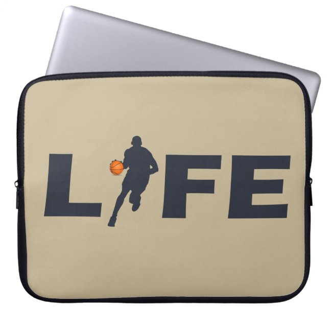 Basketball player dribble with orange ball laptop sleeve (Voorkant)