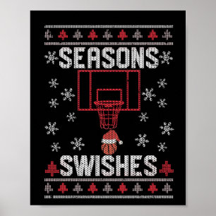 Basketball Player Fan Ugly Kerstmis PJ Poster
