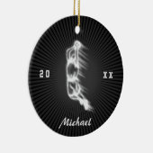 Basketball Player Ghost Silhouette Name Year Keramisch Ornament (Rechts)