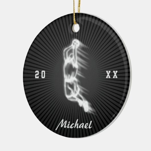 Basketball Player Ghost Silhouette Name Year Keramisch Ornament (Links)