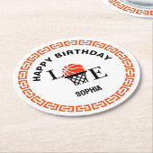 Basketball Player Girl, Basketball Girl  Birthday Ronde Kartonnen Onderzetter (Gebogen)