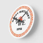 Basketball Player Girl, Basketball Girl  Birthday Ronde Klok (Hoek)