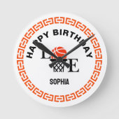 Basketball Player Girl, Basketball Girl  Birthday Ronde Klok (Voorkant)