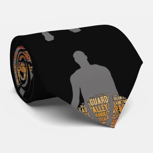 Basketball Player Graphic Sports Necktie Black Stropdas (Opgerold)